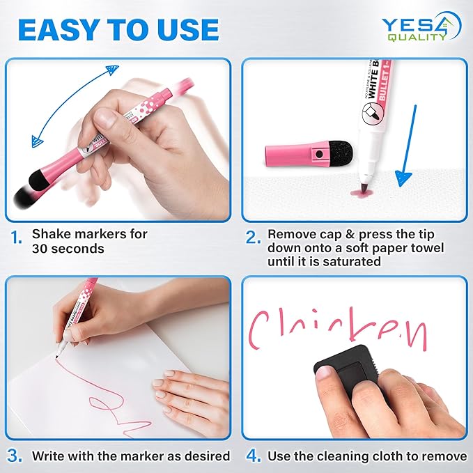 Magnetic Dry Erase White Board Sheet for Fridge (12x8), Stain Resistant Technology w/ 6 Markers & Big Eraser with Magnet, Small Refrigerator Whiteboard Planner & Organizer by Yes4Quality
