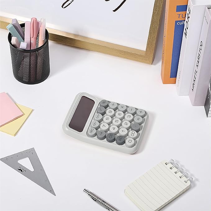 Mr. Pen- Mechanical Switch Calculator, 12 Digits, Large LCD Display, Gray Calculator Big Buttons
