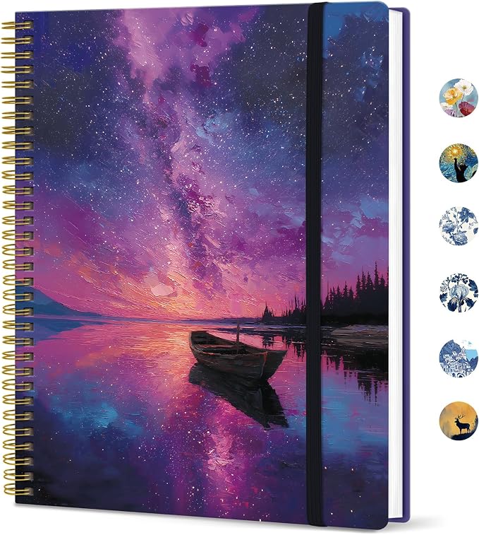 Large Spiral Lined Journal for Women and Men, Notebook for Work | Violet Lagoon 8.5" x 11" Notebooks for Note taking, Writing & Journaling, College Ruled Pages, Plastic Cover