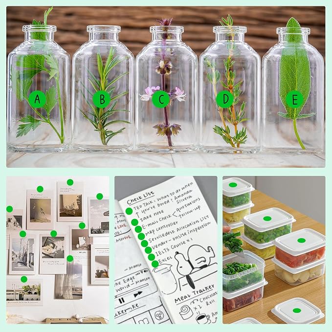 PARLAIM 1/2 Inch Round Permanent Adhesive Color-Code Dot Stickers,4000 Stickers Rolls dots Label Dispenser Box Green Circle Stickers Labels (Green)