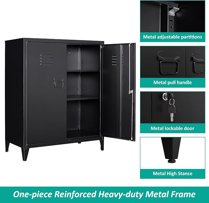 Storage Cabinet with Doors and Shelves,40" Metal Storage Cabinet with Lock Door Adjustable Shelf,Office Storage Cabinets,Garage Tool Cabinets for Home,Office,School,Kitchen