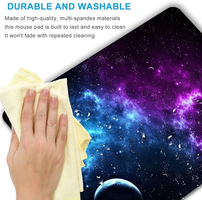 Galaxy Mouse Pad 9.5x7.9 inch, Blue Purple Nebula Space Design, Non-Slip Rubber Base, Washable Office Computer Pad for Desktop Laptop, Sci-Fi Gamer Decor