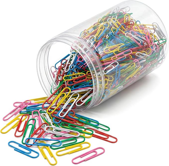1600 PCS Paper Clips and Binder Clips Medium Size, Colored Paper Clips for Office Supplies, Colorful and Durable, Use for School Home (Multicolored, 1.3 inch)
