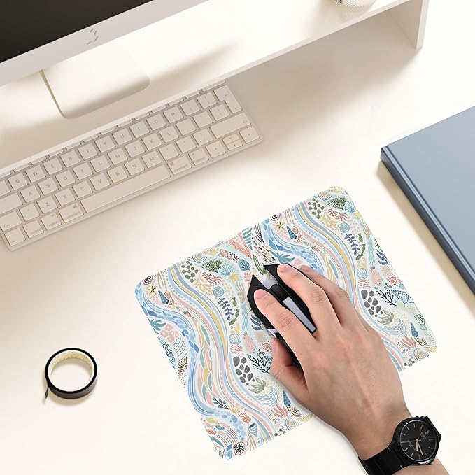 Premium Stitched Mouse Pad 10.2 x 8.3 in | Smooth, Washable Desk Mat with Non-Slip Base | Personalized Cute MousePads for Gaming,Work,Laptop, Computer, Office, Home (Sea wave)