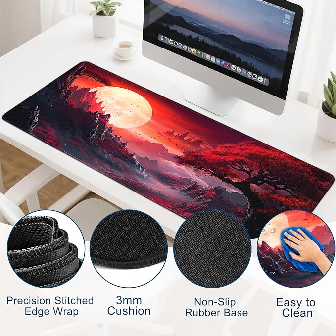 Gaming Mouse Pad, Desk Mat for Keyboard and Mouse, Large Mouse Pad for Desk, Computer Mousepad