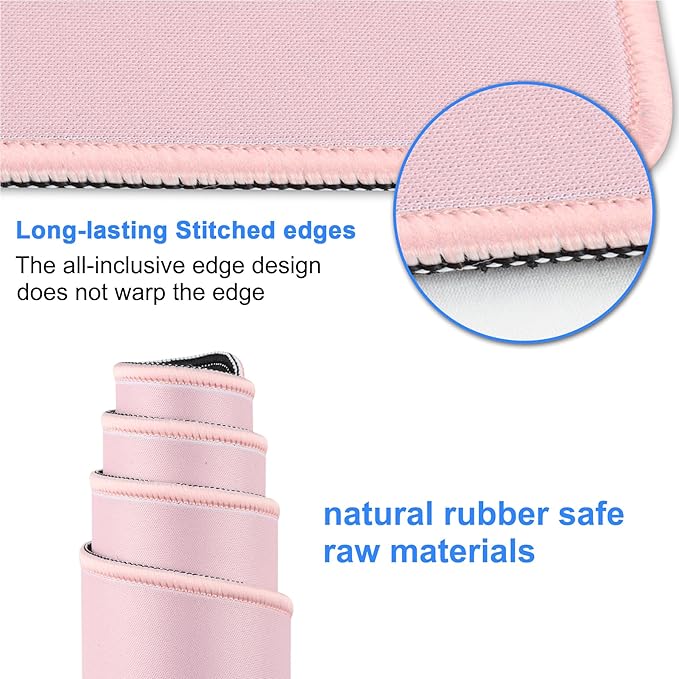 Gaming Mouse Pad,Large Mouse Pad Size 31.5x11.8 Thickness 0.12 inches,Premium-Textured Non-Slip & Waterproof Computer Mousepad with Stitched Edges for Gaming,Office & Home-80x30 Pink008