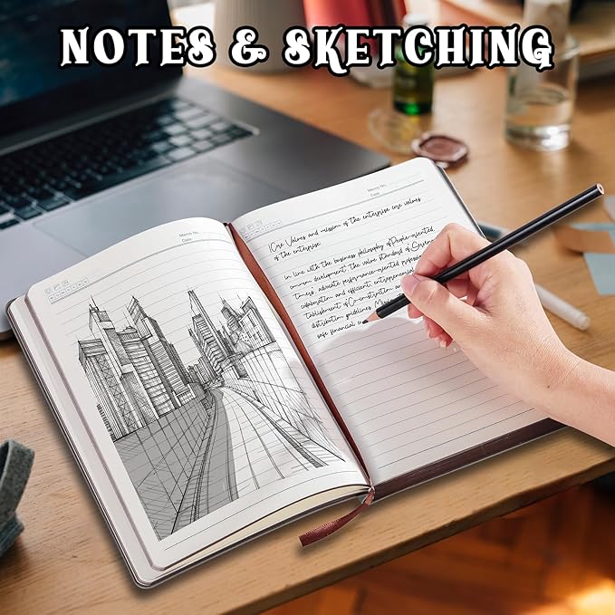 2026 Leather Vintage Journal Notebook,300 Pages,Leather Softcover Lined Journal Notebooks for Women Men,Notebook Journals for Writing Travel,Business,Office,Grey