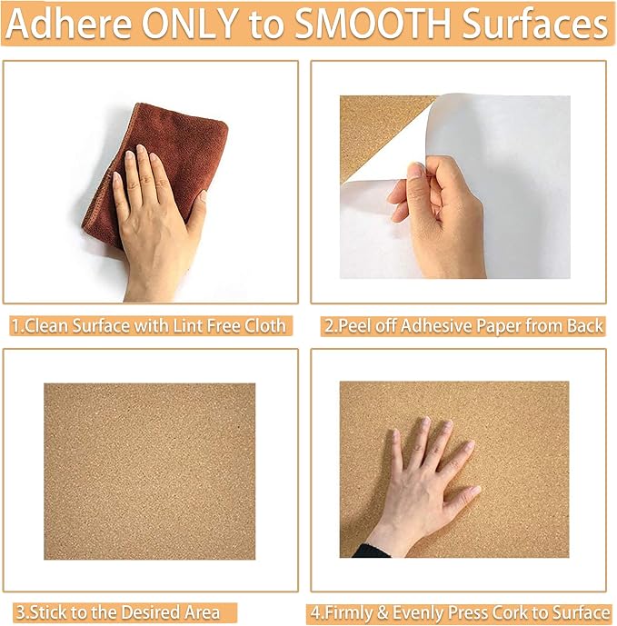 SUNGIFT Cork Board Tiles 12"x12" - 1/2 Inch Thick, 12 Pack | Self-Adhesive Square Bulletin Boards with 100 Push Pins for Photo Walls, Office Notes and Dorm Decor