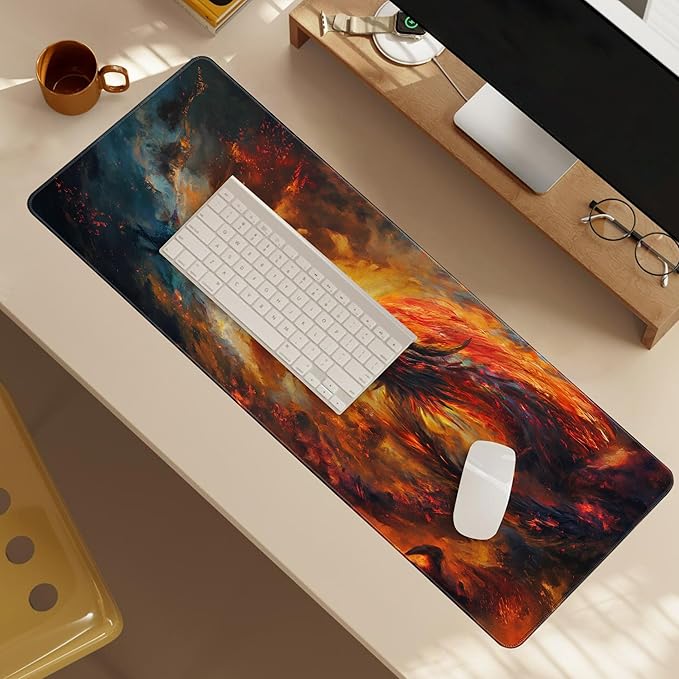 Dragon Castle Desk Pad Game Aesthetic Mouse Pad Large Gaming Mousepad Extended Keyboard Pad 31.5 x 11.8 in Laptop Computer Mouse Keyboard Mouse Pads for Desk Decor Mat
