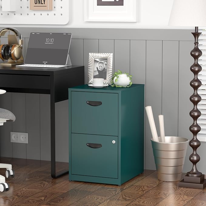 SteeLoong 2 Drawer File Cabinet,Metal Office File Cabinet with Lock,Green | Filing Cabinets for Home Office,Vertical Modern File Cabinet Office Two Drawers for Hanging Letter,Assembly Required