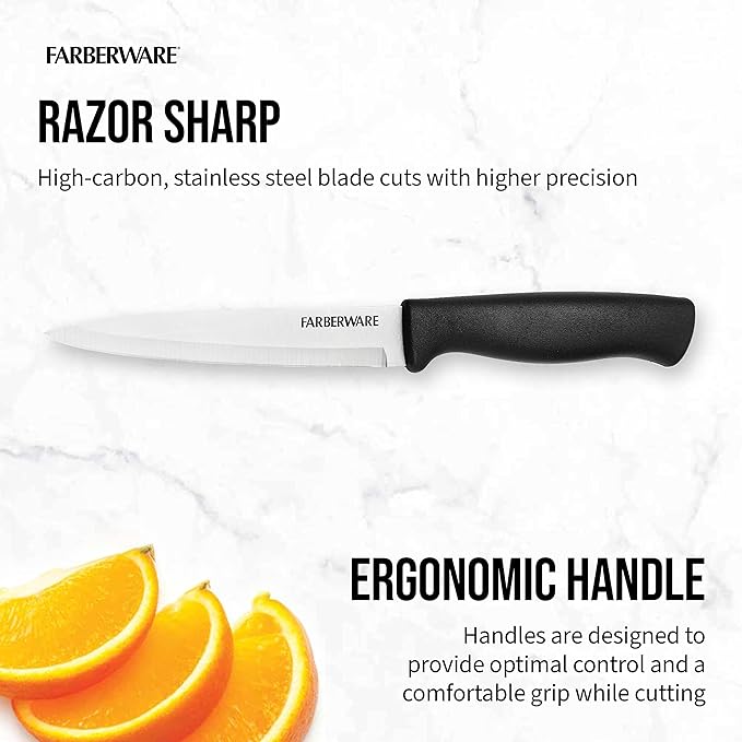 Farberware 5158146 EdgeKeeper Utility Knife, 4.5-Inch, Black