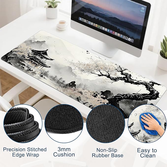 Gaming Mouse Pad, Desk Mat for Keyboard and Mouse, Large Mouse Pad for Desk, Computer Mousepad