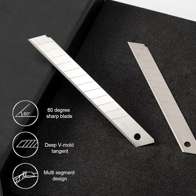 9mm Utility Knife Replacement Blades, Snap Off Blades for 9MM Universal Art Knife,Stainless Steel Blades Use in Office, Home, Arts, Crafts - 100PCS