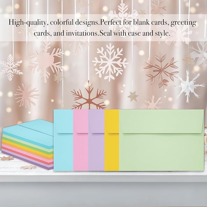 Slapaflife 50 pack 4x6 envelopes,4x6 colored envelopes for invitations, postcard, Wedding,Greeting Cards,Photos