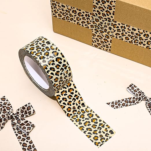 Whaline Leopard Print Packing Tape Spotted Leopard Pattern Tape Waterproof Shipping Tape for Small Business Gifts DIY Crafts Box Carton Decorations