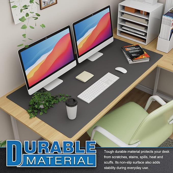 K KNODEL Extra Large Desk Mat, Leather Mouse Pad (47.2"x23.6", Dark Gray) | Desk Pad, Keyboard Pad, Computer and Laptop Mat, Desktop Protector and Cover, Writing Pad and Blotter for Home Office