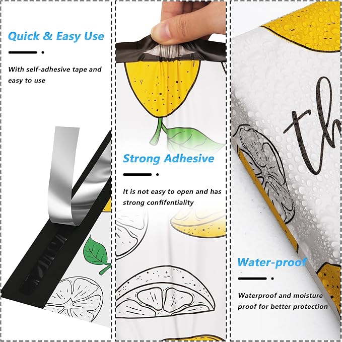 Thank You Poly Mailer 10x13 Inch 100 Pcs, Waterproof and Tear-Resistant Shipping Bags for Clothing, Strong Mailing Bags with Self-Seal, Cute Packaging Bags for Small Business - Lemon