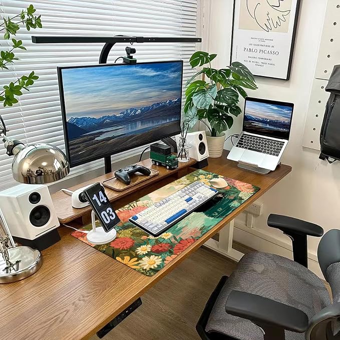 Desk Mat Mouse Pad Gaming Desk Pad XL Large Mouse Mat Office Decor Accessories (Green A)