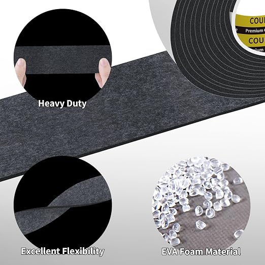Heavy Duty Double Sided Tape,Black Foam Tape,2 Pack 2 in X 16.4 ft | High Tack Strong Adhesive Foam Mounting Tape, Weatherproof Sealing Foam Tape, Easy Peel & Stick for Home Office School