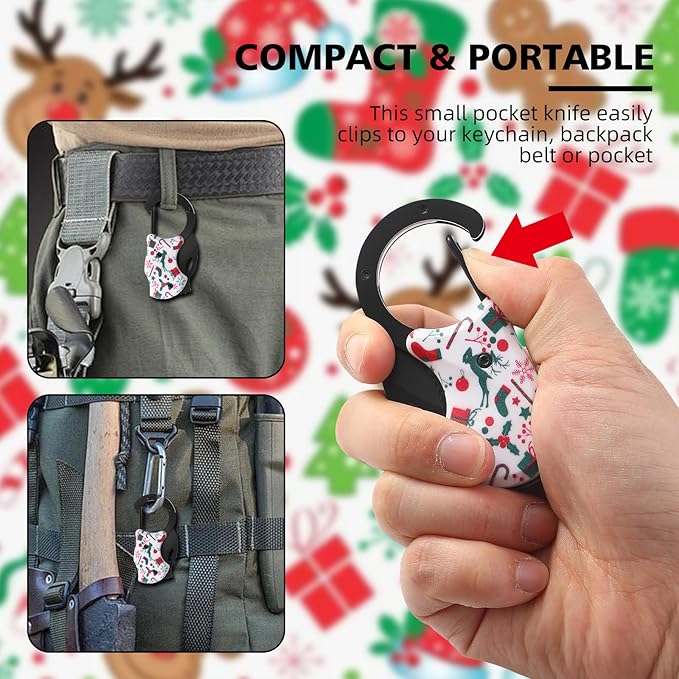Small Pocket Knife for Women Men，Cute Box Cutter，Folding Utility Knife with 1.38''Sharp Blade，Mini EDC Knives for Everyday Carry,Ideal Gifts for Men and Women（Christmas Gifts）