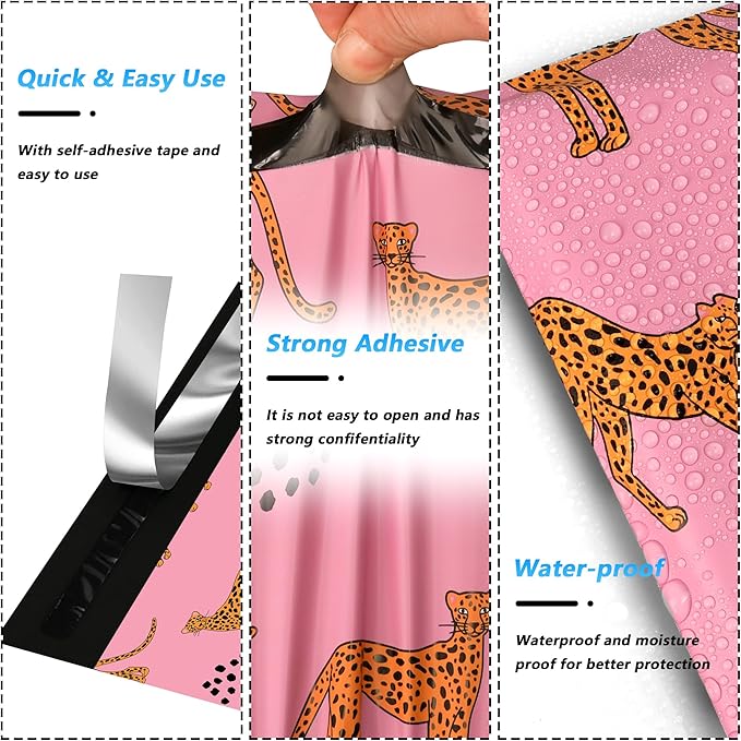 Poly Mailer - 12x15.5 Inch, 50 Waterproof, Tear-Resistant Shipping Bags with Self-Seal, Cute Packaging for Small Business - Animal Printed
