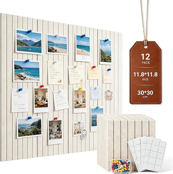 48" x 36" Large Felt Bulletin Cork Board 12PCS 60 Adhesives 50 Pushpins | Bulletin Board Pin Board, Sound-Dampening Damage-Free Mounting, Dorm Essential Wall Decor for Home & Officice, Light Camel