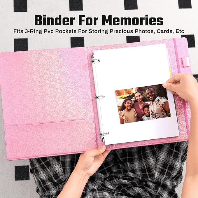 Hardcover 3 Ring Binder 1 Inch Leather Organizer for Letter Size Professional Clipboard with Dividers and Tabs for School and Office Supplies