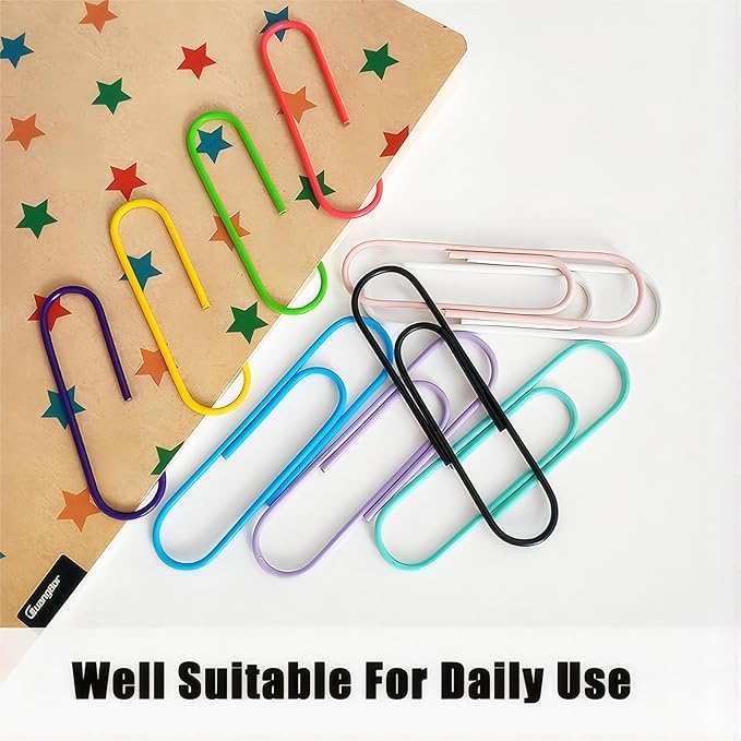 50 Pack 4 Inches Jumbo Paper Clips, Vinyl Coated Multicolored Extra Large Mega Paperclips, Colored Binder Clip for Office School Document Organizing Office Supply Accessories
