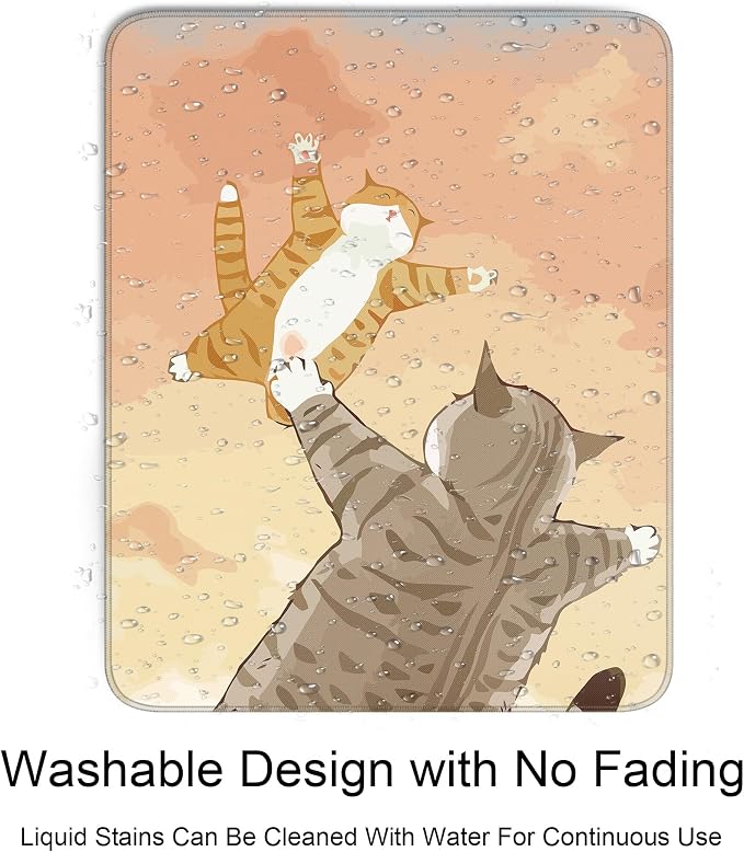 Cute Cat Square Mouse Pad,Orange and Brown Cat Mouse Pads for Wireless Mouse Desk Accessories,10"X8"Travel Mousepad with Non-Slip Rubber Base, Stitched Edge Mouse Pads for Desk,Computers,Laptop,Office