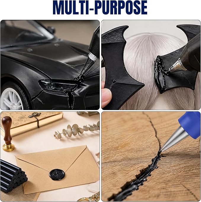 Mini Black Hot Glue Sticks for Glue Guns, 50 Pack Hot Glues Stick, 5.8" Long x 0.27" Diameter, Small Size, Versatile for Crafts, DIY Garage Home Decor Repairs and Gluing Projects