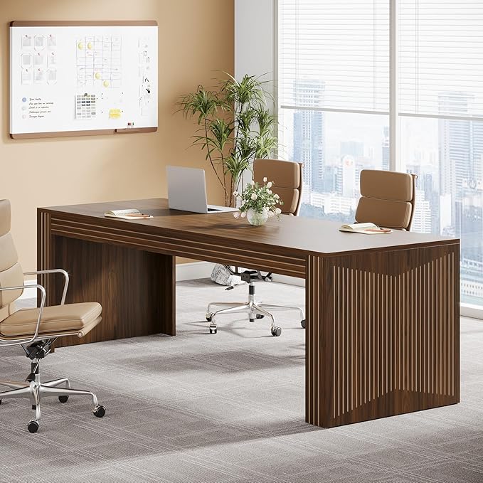 Tribesigns 79-Inch Extra Long Desk Set of 2, Two Person Double Desk for Home Office, Wooden Long Computer Desk Writing Table for Office, Dark Brown