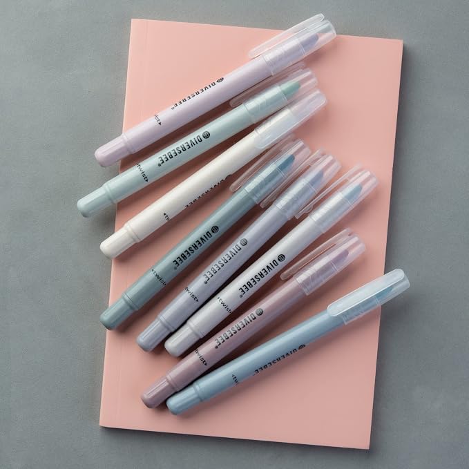 DIVERSEBEE Bible Highlighters and Pens No Bleed (Dusty) | 8 Pack Assorted Colors Gel Highlighters Set, Cute Bible Markers for Study Journaling School Supplies and Accessories
