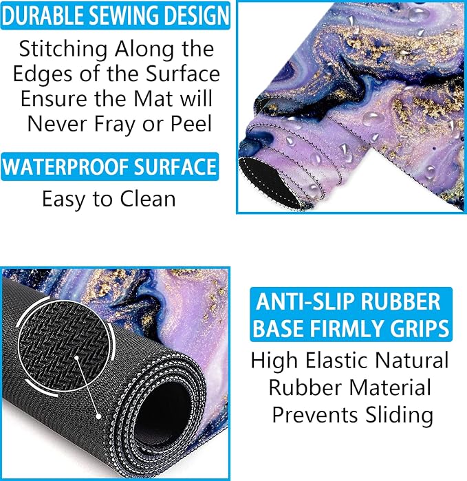Large Mouse Pad with Wrist Rest, 4-in-1 Wrist Rest for Keyboard and Mouse | Non-Slip Waterproof Desk Mat Set, 35.4"x15.7" Desk Mat+Keyboard Wrist Rest+Mouse Wrist Support+Cup Coaster for Home Office