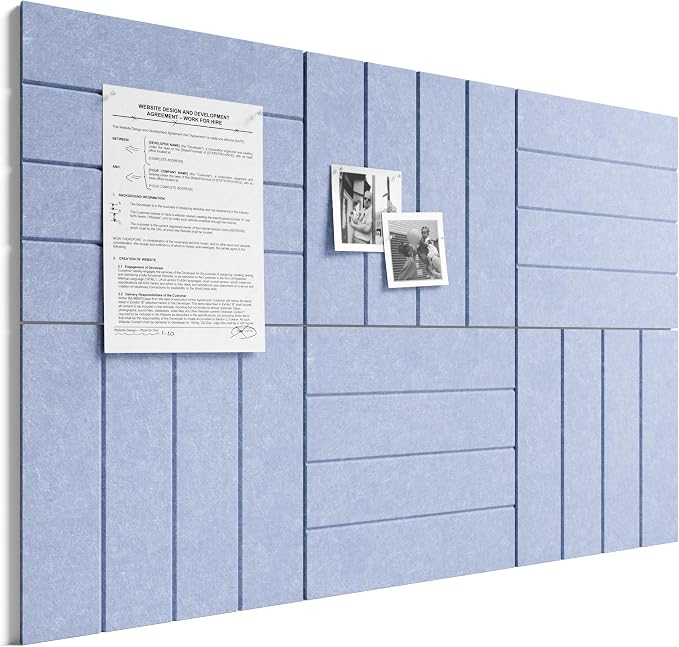 Bumusty 36" x 24" Large Cork Board Alternative, Soft Periwinkle | 6-Pack Felt Bulletin Board Tiles, 60 Adhesive Tabs, 30 Pushpins, Home, Office, Classroom, Vision Board