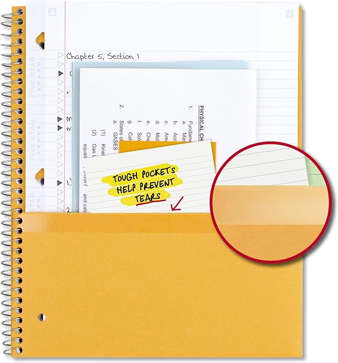Five Star Spiral Notebook + Study App, 1 Subject, College Ruled Paper, 8-1/2" x 11", 100 Sheets, Fights Ink Bleed, Water Resistant Cover, Pacific Blue (72565)