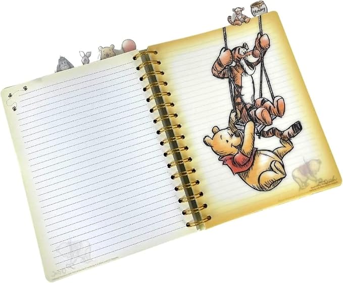 Disney Winnie The Pooh Tab Journal Spiral Bound Notebook with Cute Dividers | 8x7 Notebook, School Supplies, 144 Lined Pages, Vinyl Cover, Journal, Planner & Writing Notebook for Kids and Adults