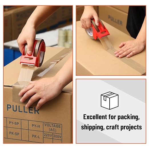 Mr. Pen- 2 Rolls Packing Tape with 2 Dispensers, 2” Wide, 60 Yards, Brown Packing Tape Heavy Duty for Mailing, Moving Boxes and Packaging