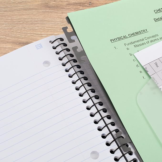 Five Star Advance Spiral Notebook + Study App, 5 Subject, 8.5" x 11" College Ruled Paper, 200 Sheets, Spiral Guard, Movable Tabbed Dividers, Prom Pink (820013R)