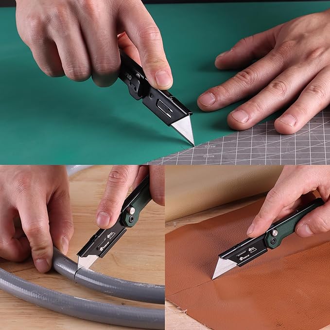 WORKPRO EDC Folding Utility Knife, Mini Box Cutter with Quick Open Axis Lock, Quick Change Blade Razor Knife, Foldable Small Pocket Knife with Belt Clip