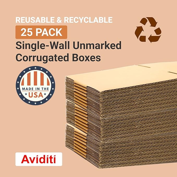 AVIDITI Shipping Boxes Medium 14"L x 9"W x 6"H, 25-Pack | Corrugated Cardboard Box for Packing, Moving and Storage 14x9x6