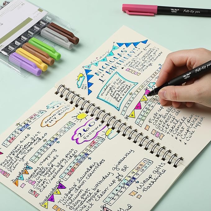 Mr. Pen- Felt Tip Pens, 8 Pack, Colorful Felt Tip Pens