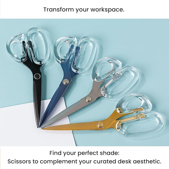 9” Stainless Steel Acrylic Scissors, Green with Silver Metal | Aesthetic and sharp all purpose scissors, Perfect for sewing, arts, and crafts, Stationery tools for office, and school
