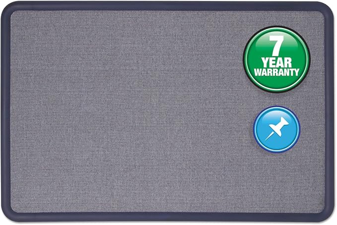 Quartet Bulletin Board, Fabric, 3 x 2 Feet, Office Bulletin Boards, Contour Navy Blue Plastic Frame (7693BE)