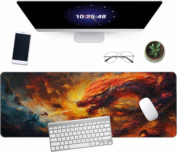 Dragon Castle Desk Pad Game Aesthetic Mouse Pad Large Gaming Mousepad Extended Keyboard Pad 31.5 x 11.8 in Laptop Computer Mouse Keyboard Mouse Pads for Desk Decor Mat