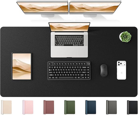 YSAGi 47.2" x 24" Large PU Leather Desk Mat for Keyboard and Mouse - Waterproof Non-Slip Desk Pad Protector for Office, Home, Writing Desk, Black
