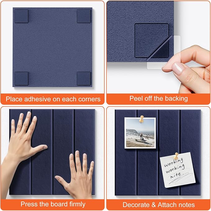 Cork Boards for Walls 48" x 36" Felt Board Alternative, 12 Pack Felt Wall Tiles Bulletin Board, Large Cork Board for Office Pin Board Tack Board Cork Boards