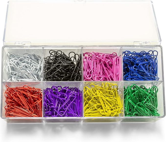 Officemate 97228 Plastic Coated Paper Clips, No. 2 Size, Assorted Colors, 800/Pack