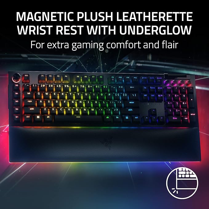 Razer BlackWidow V4 Pro Wired Mechanical Gaming Keyboard: Yellow Switches Linear & Silent - Doubleshot ABS Keycaps - Command Dial - Chroma RGB - Magnetic Wrist Rest - Snap Tap