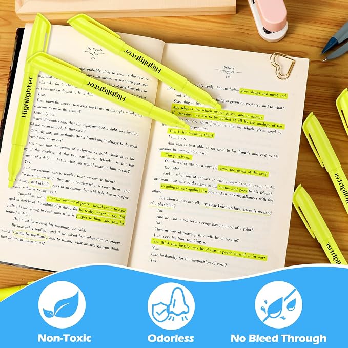 YEGEER Highlighters Bulk, Chisel Tip Dry-Quickly Highlighter Markers, 60 Count-Yellow Highlighters Pack for Adult Kids, Teachers Supplies for School, Classroom Must Have
