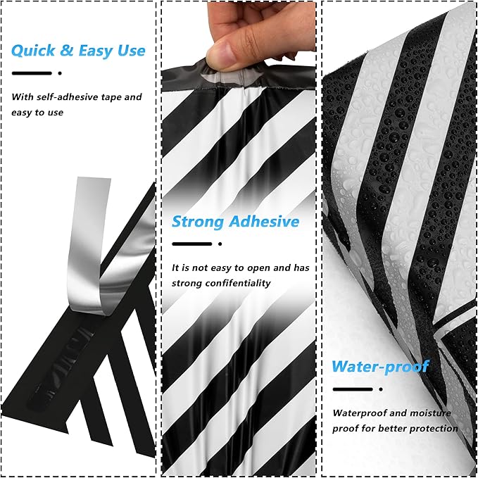 Thank You Poly Mailer 10x13 Inch 100 Pcs, Waterproof and Tear-Resistant Shipping Bags for Clothing, Strong Mailing Bags with Self-Seal, Stripes Printed Packaging Bags for Small Business